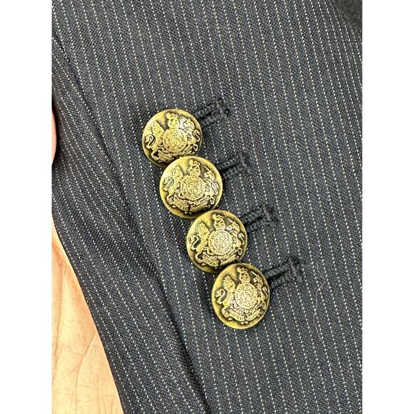 J. Crew Navy Blue White Pinstripe Gold Button Long Sleeve Blazer Wool Size 2 - Picture 6 of 6